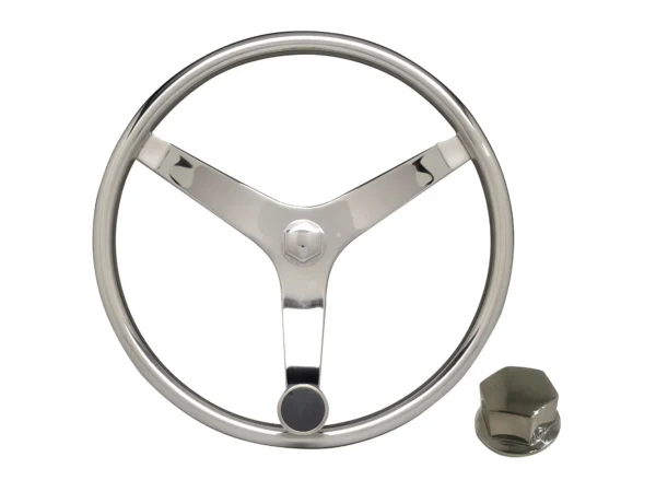 Uflex - V46 - 13.5" Stainless Steel Steering Wheel w/Speed Knob & Chrome Nut