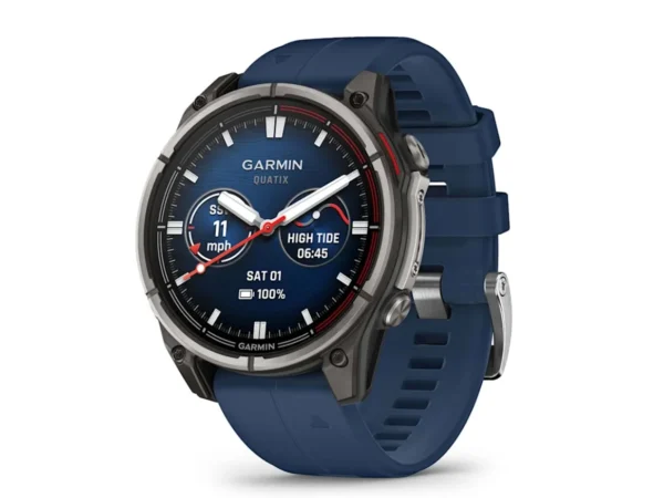 Garmin Quatix 8 47mm AMOLED Smartwatch Titanium Bezel Captain Blue Silicone Band