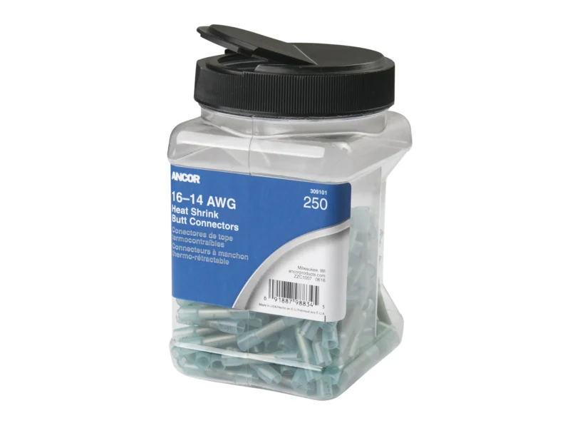 Ancor 16-14 Butt Connector Heat Shrink Blue 250 Pack Jar