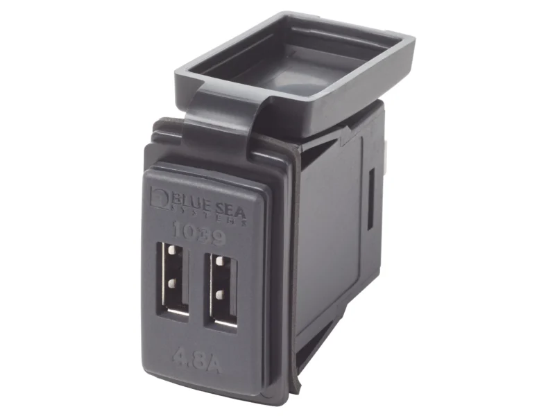 Blue Sea Dual USB 4.8A Charger Port 12/24vDC Switch Mount