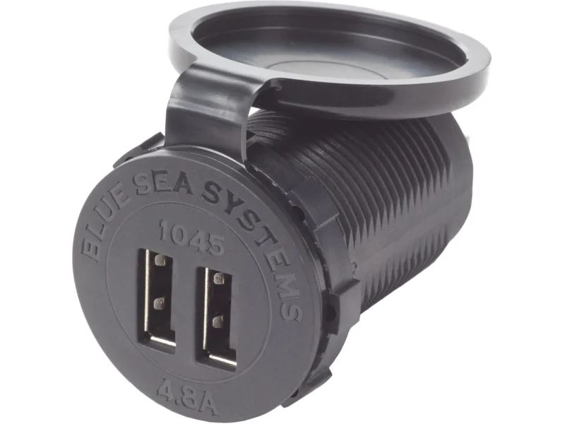 Blue Sea Dual USB 4.8A Charger Port 12/24vDC Socket Mount