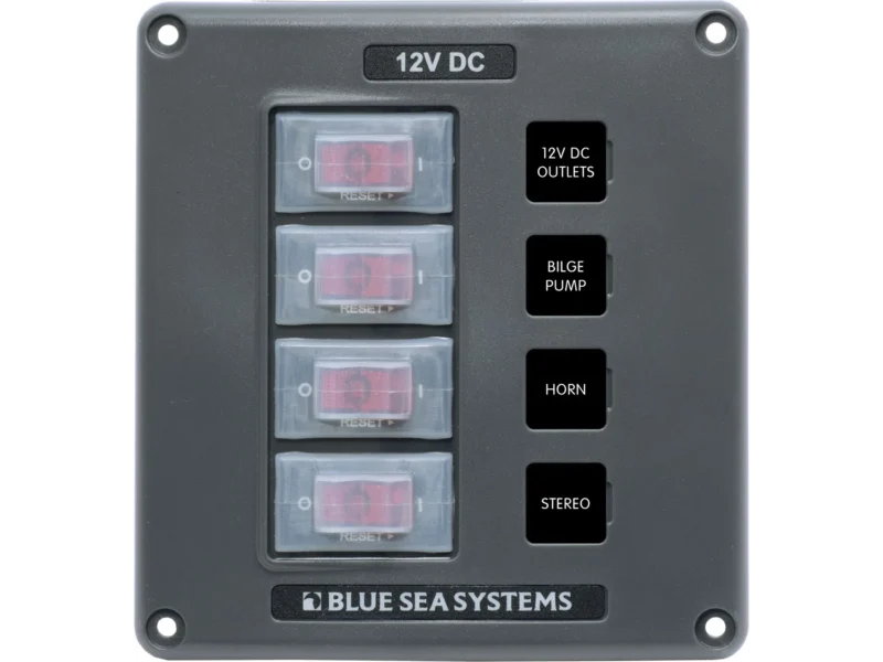 Blue Sea Water-Resistant 12V 4 Circuit Breaker Switch Panel