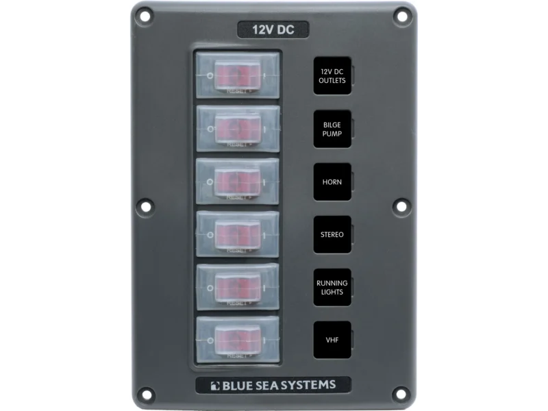 Blue Sea Water-Resistant 12V 6 Circuit Breaker Switch Panel