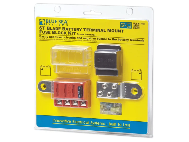 Blue Sea 5024 4-Gang Battery Terminal Fuse Block ST ATO/ATC and Cover