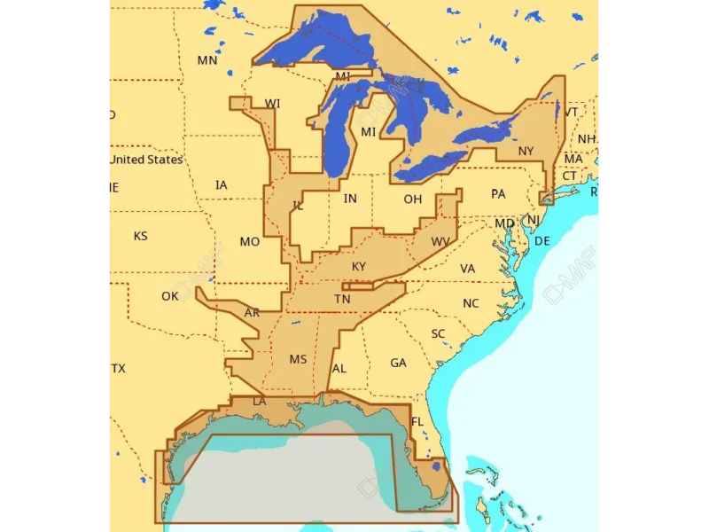 C-MAP NA-M023 Max Wide C Card Gulf Coast , Great Lakes and Rivers