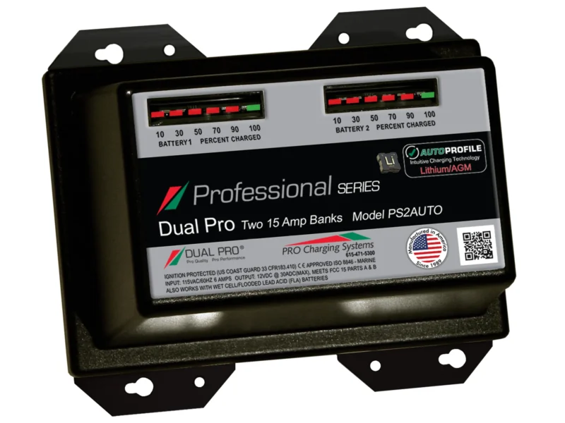 Dual Pro PS2AUTO Battery Charger, Auto Profile 2 Bank 30 Amps