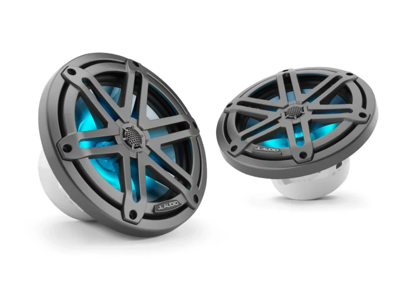 JL Audio M3 7.7in Coaxial Speakers Gray Sport Grille with RGB LED