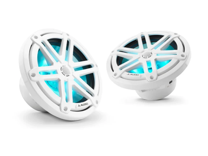 JL Audio M3 7.7in Coaxial Speakers White Sport Grille with RGB LED