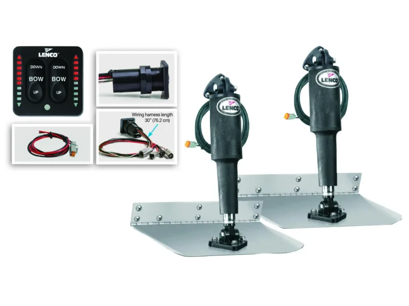 Lenco 12"x12" Standard Mount Trim tab Kit 12v with LED Integrated Switch