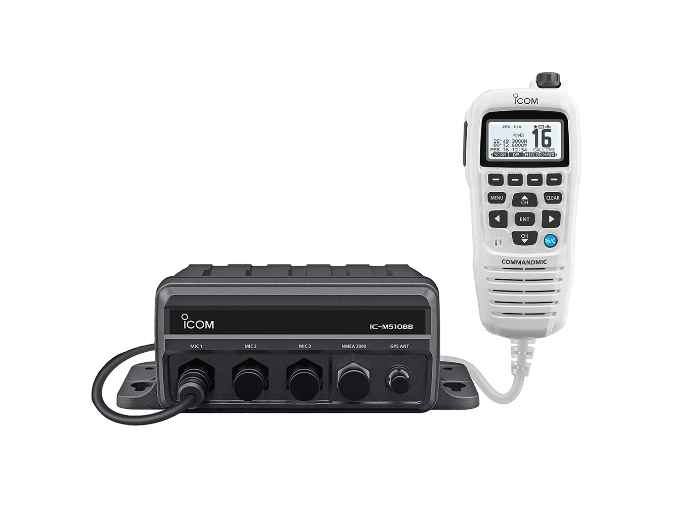 Icom IC-M510BB GW 21 Black Box VHF w/White Command Mic & 3 Command Mic Ports