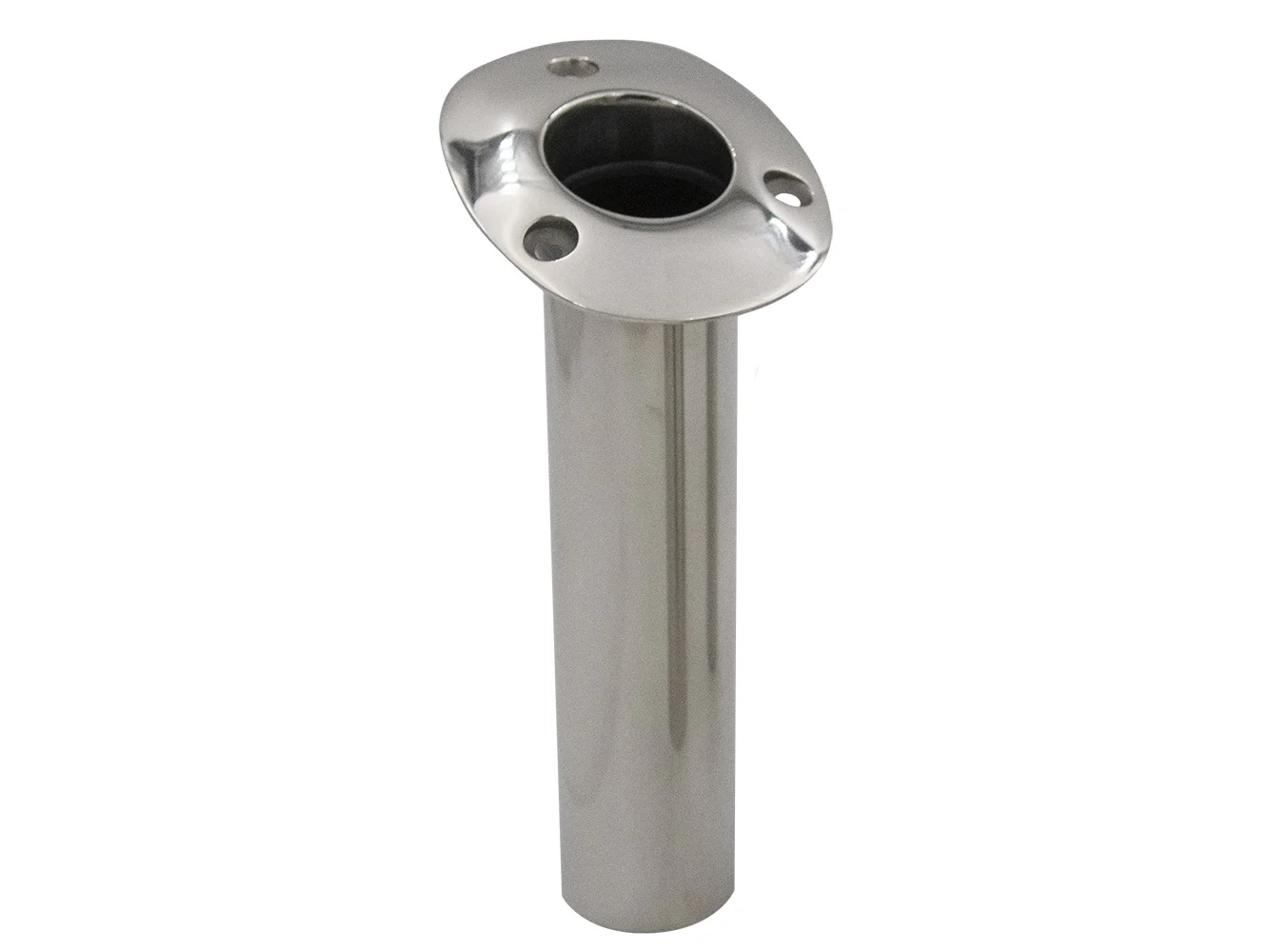C.E. Smith 70 Series Standard Flush Mount Rod Holder - 15 Degree - Stainless Steel - Gimbal Bar Bottom - Black Liner