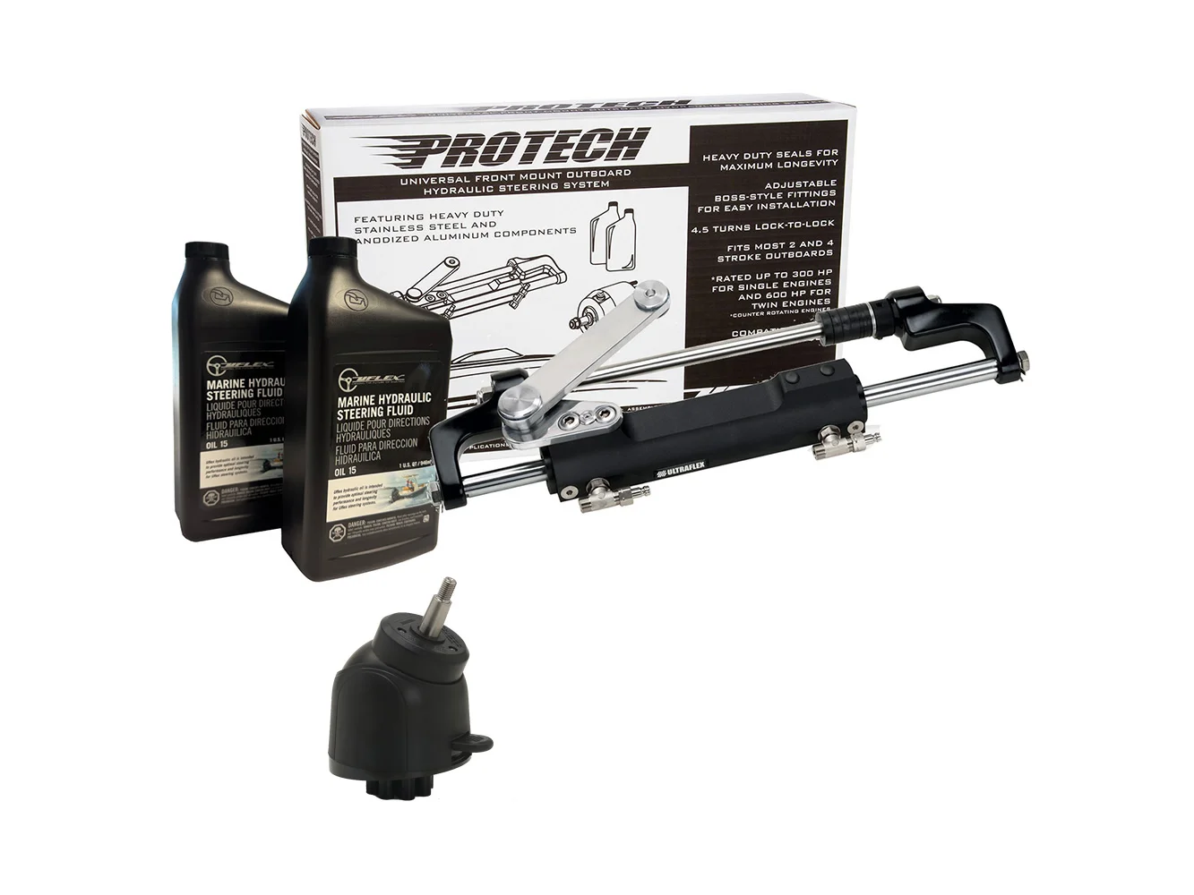 Uflex PROTECH 2.1 Front Mount Tilt OB Hydraulic System - Includes UP28T Helm Pump, Oil, UC128TS-2 Cylinder, & X82 Tilt - No Hoses