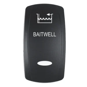 Pacer Actuator - 'BAITWELL' f/V Series Contura Switches - Black - Laser Etched (Top/Bottom Light)