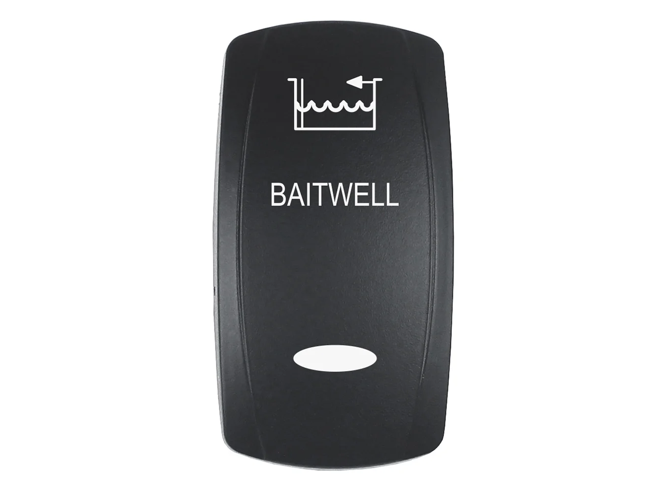 Pacer Actuator - 'BAITWELL' f/V Series Contura Switches - Black - Laser Etched (Top/Bottom Light)