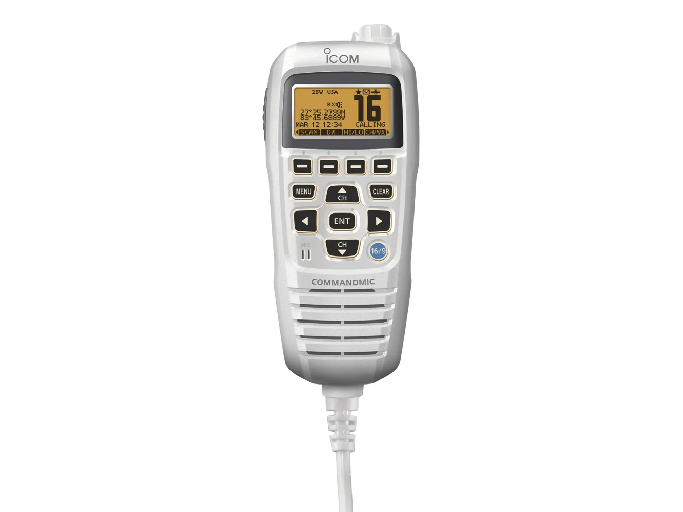 Icom HM195 CommandMic™ IV w/Yellow BlackLit LCD - Super White