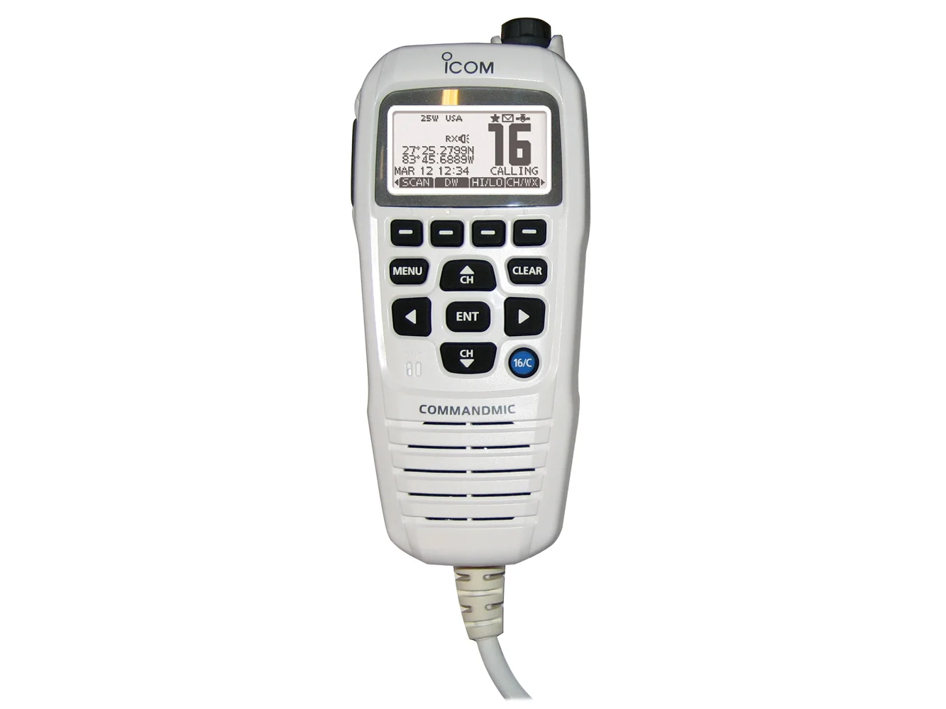 Icom HM195 CommandMic™ IV with White BlackLit LCD - Super White