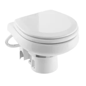 Dometic™ MasterFlush 7260 White Electric Macerating Toilet w/Orbit Base - Raw Water - 12V