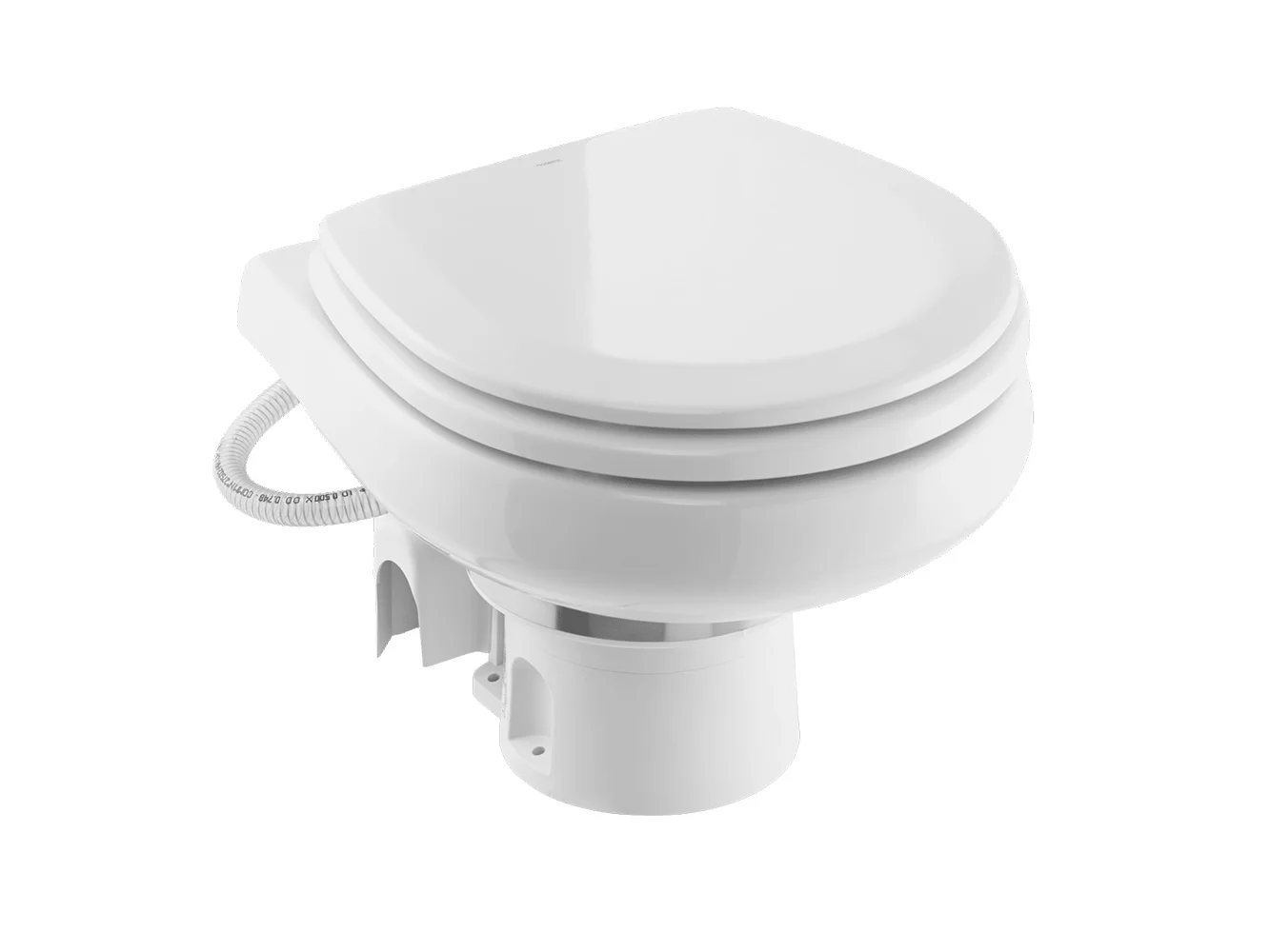 Dometic™ MasterFlush 7260 White Electric Macerating Toilet w/Orbit Base - Raw Water - 12V