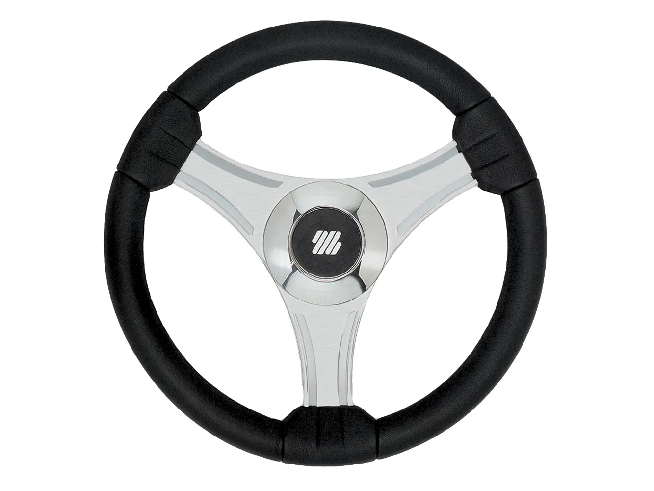 Uflex - Tavolara - 13.8" Black Polyurethane Steering Wheel w/Silver Spokes & X62 Hub