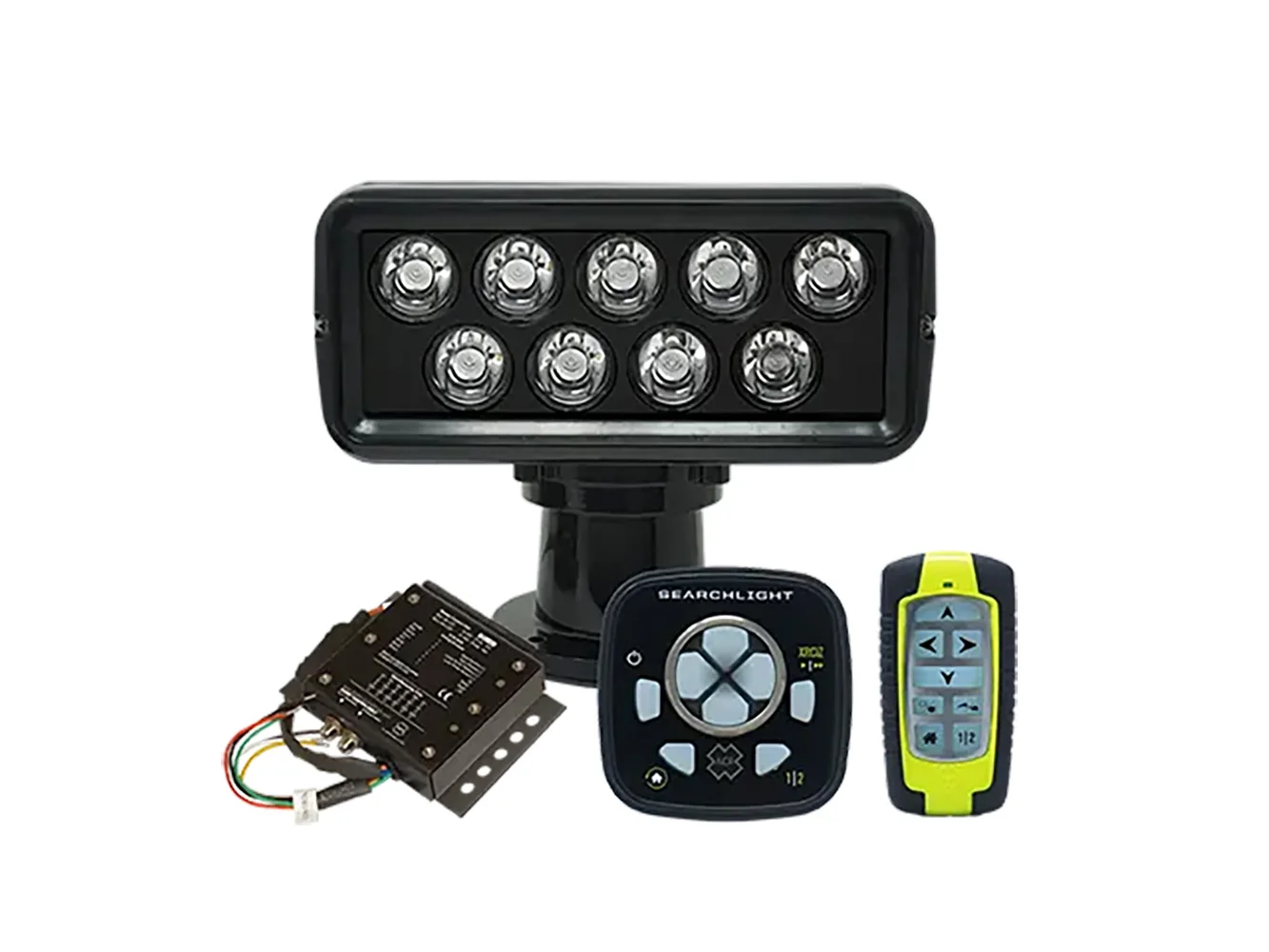 ACR RCL-100 LED Black Searchlight w/URP-103 Wired Point Pad, URC-104 Master Controller & URH-103 Wireless Handheld Remote