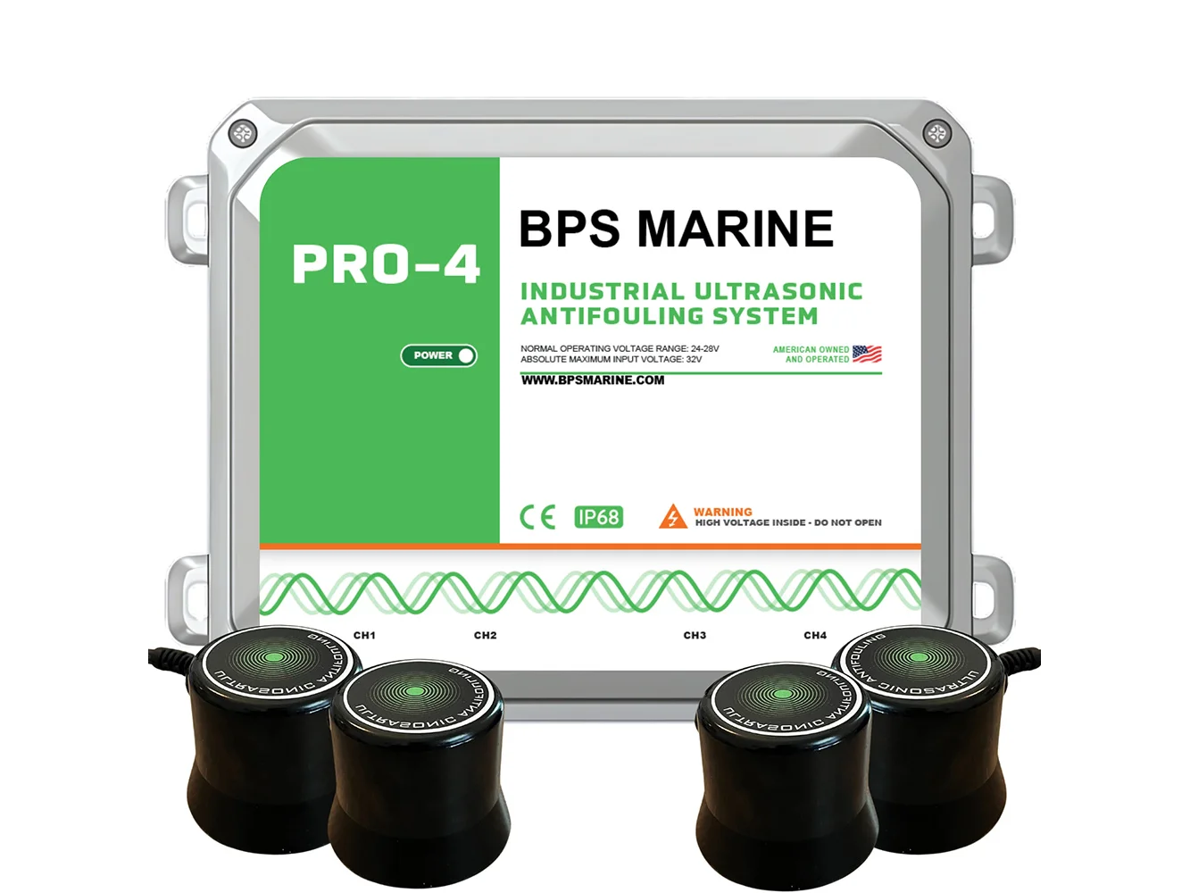 BPS Marine PRO-4 4-Transducer Ultrasonic Antifouling System - 24VDC