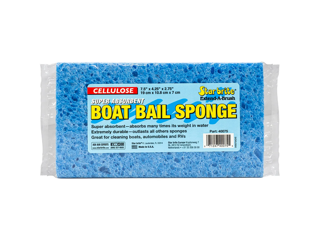 Star brite Super Absorbent Cellulose Bail Sponge XL - 7.5" x 4.25" x 2.75"