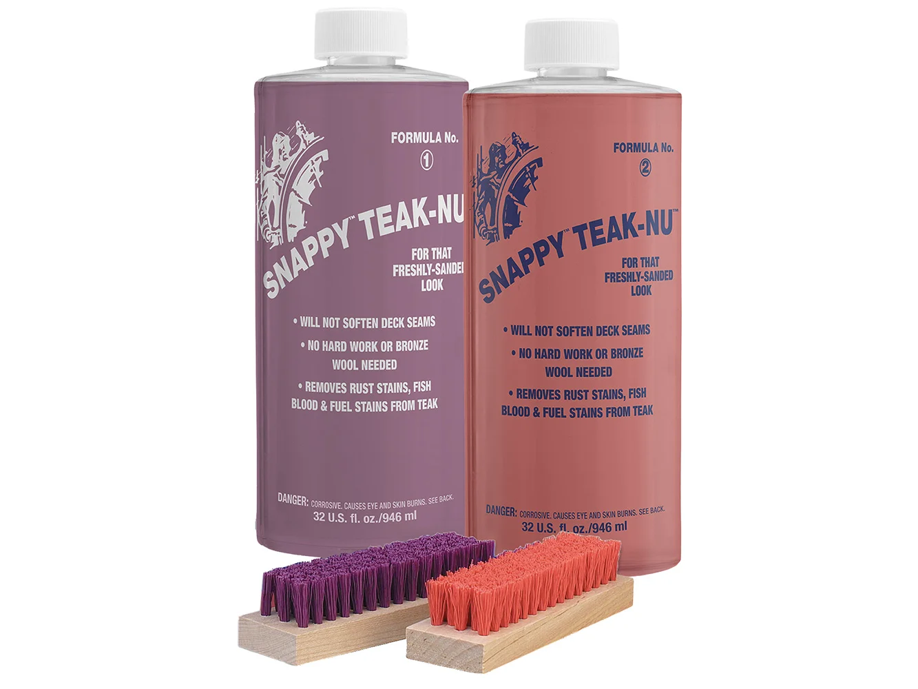Snappy Teak-Nu Kit - 32 oz w/Formula No. 1 - 32 oz, Formula No. 2 - 32 oz, & Bristle Brush