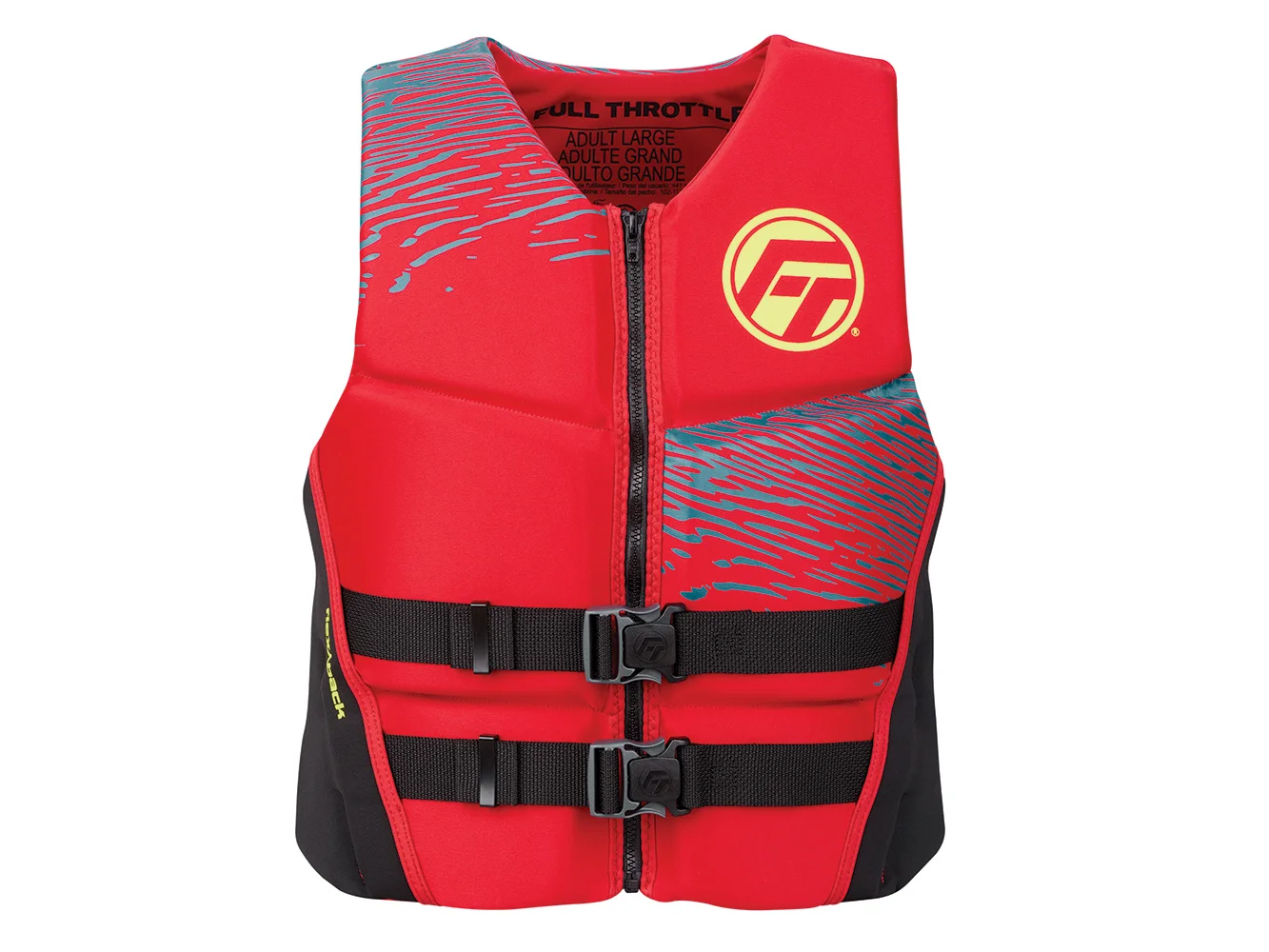 Full Throttle Men's Rapid-Dry Flex-Back Life Jacket - M - Red/Black