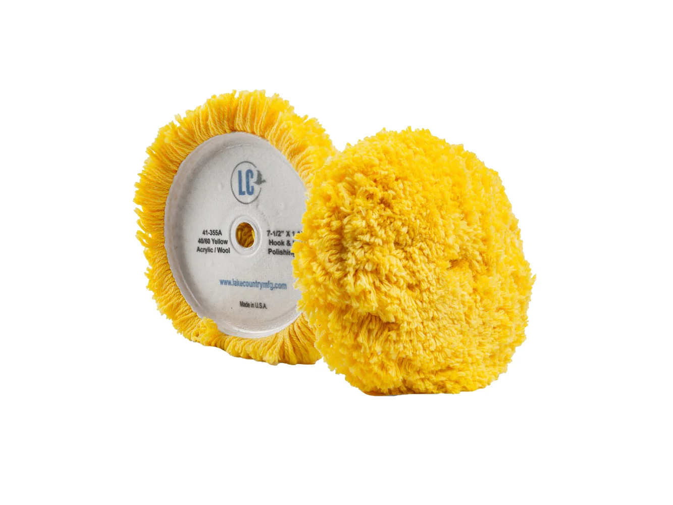 Lake Country Yellow 40/60 Unsteamed Twisted Wool/Acrylic Pad 7.5" x 1.5"