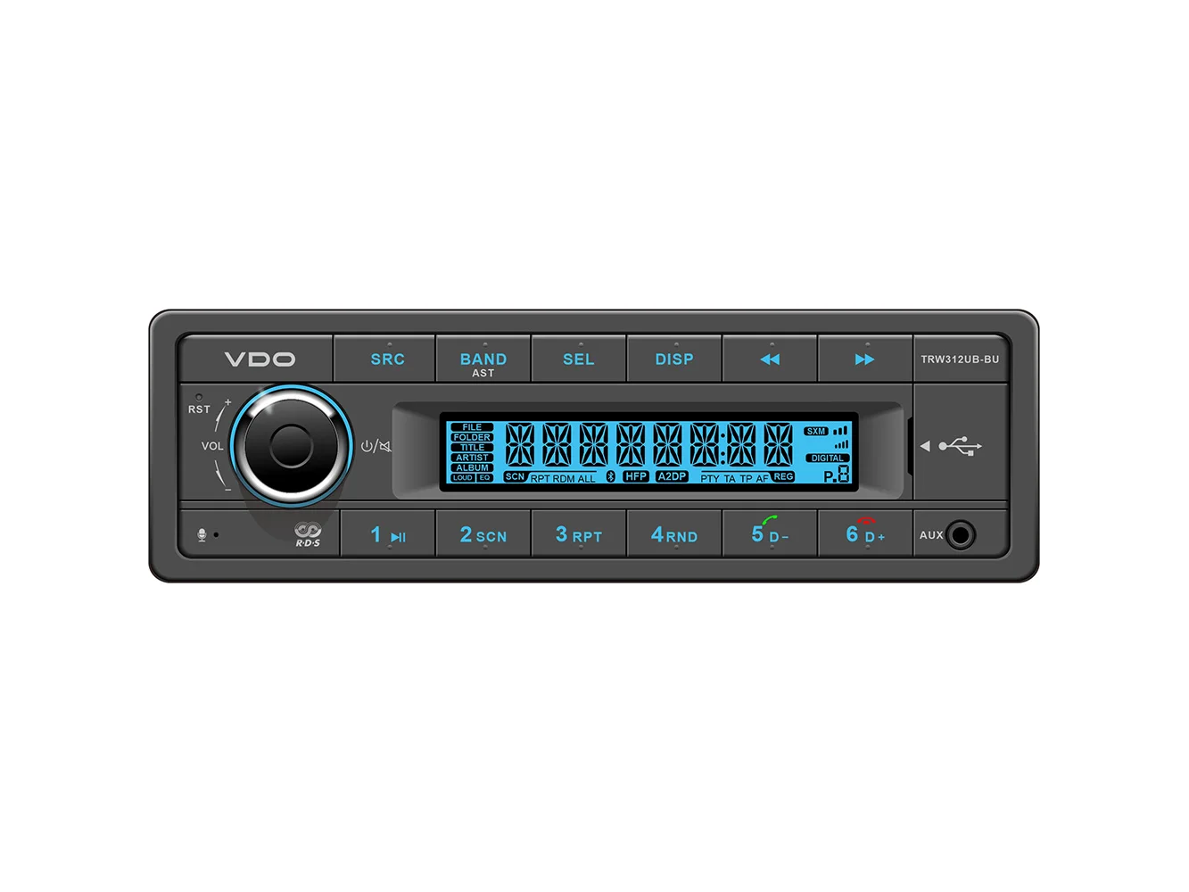 VDO 12V Radio w/FM RDS Tuner MP3/WMA/USB/Bluetooth - Blue Illumination