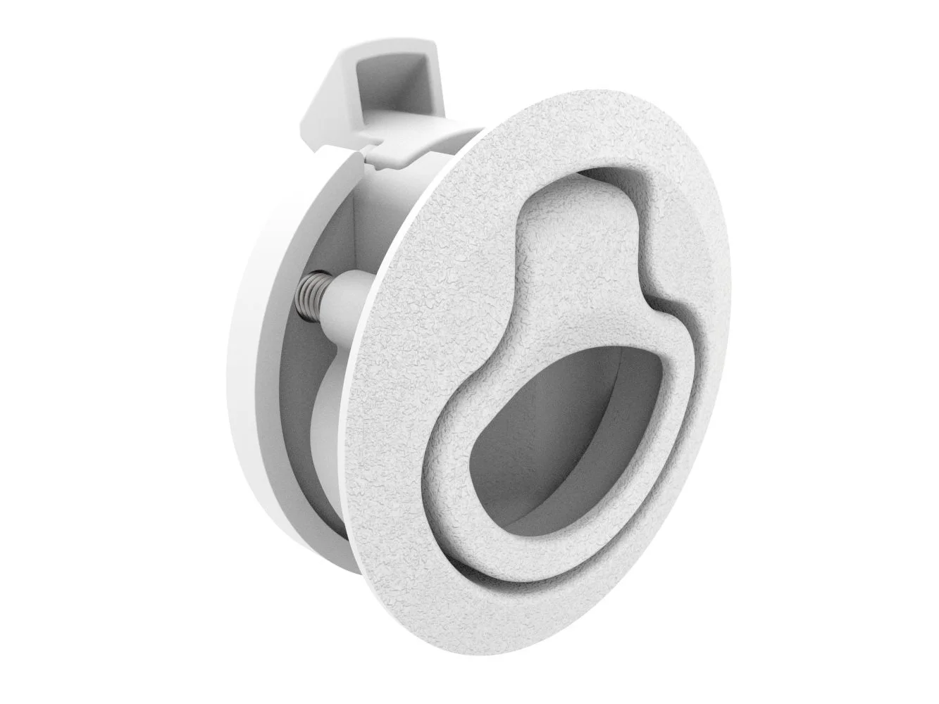 Southco Push-to-Close Latch, Medium Size, No Restriction, 17 - 22mm Grip, Plastic, Natural - White