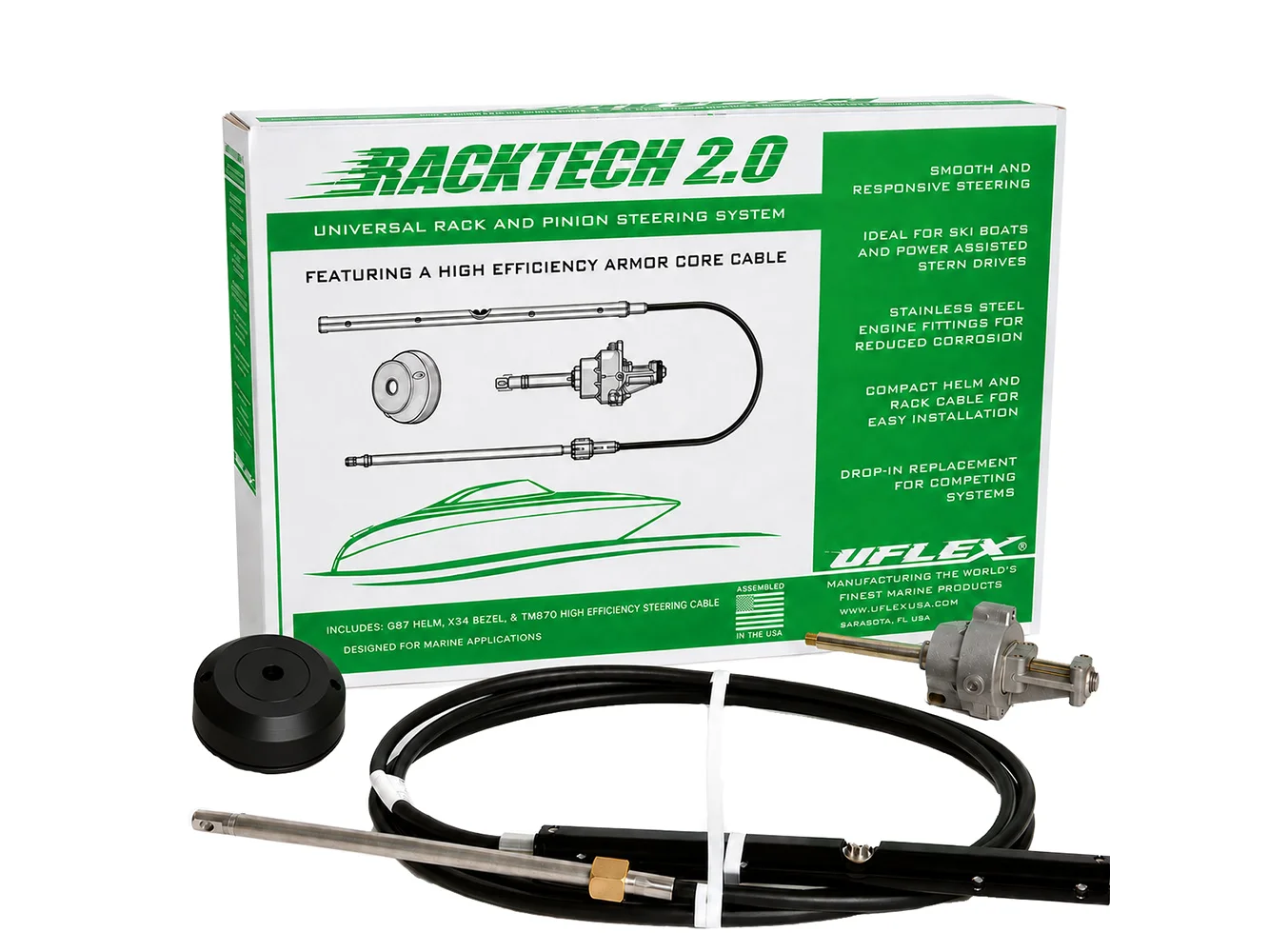 Uflex Racktech™ - 2.0 High Efficiency Rack & Pinion System Kit - 19' Cable