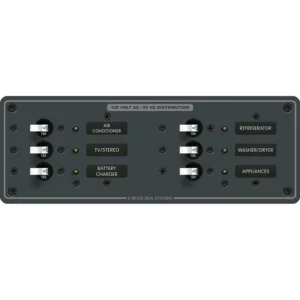 Blue Sea 8097 AC 6 Position Toggle Circuit Breaker Panel - White Switches