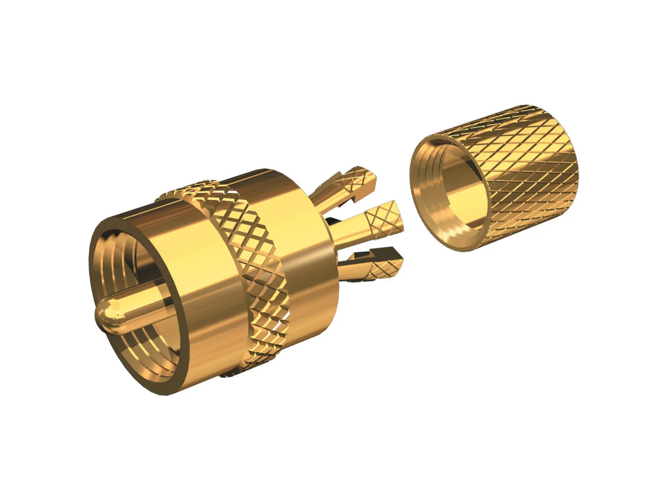 Shakespeare PL-259-CP-G - Solderless PL-259 Connector for RG-8X or RG-58/AU Coax - Gold Plated