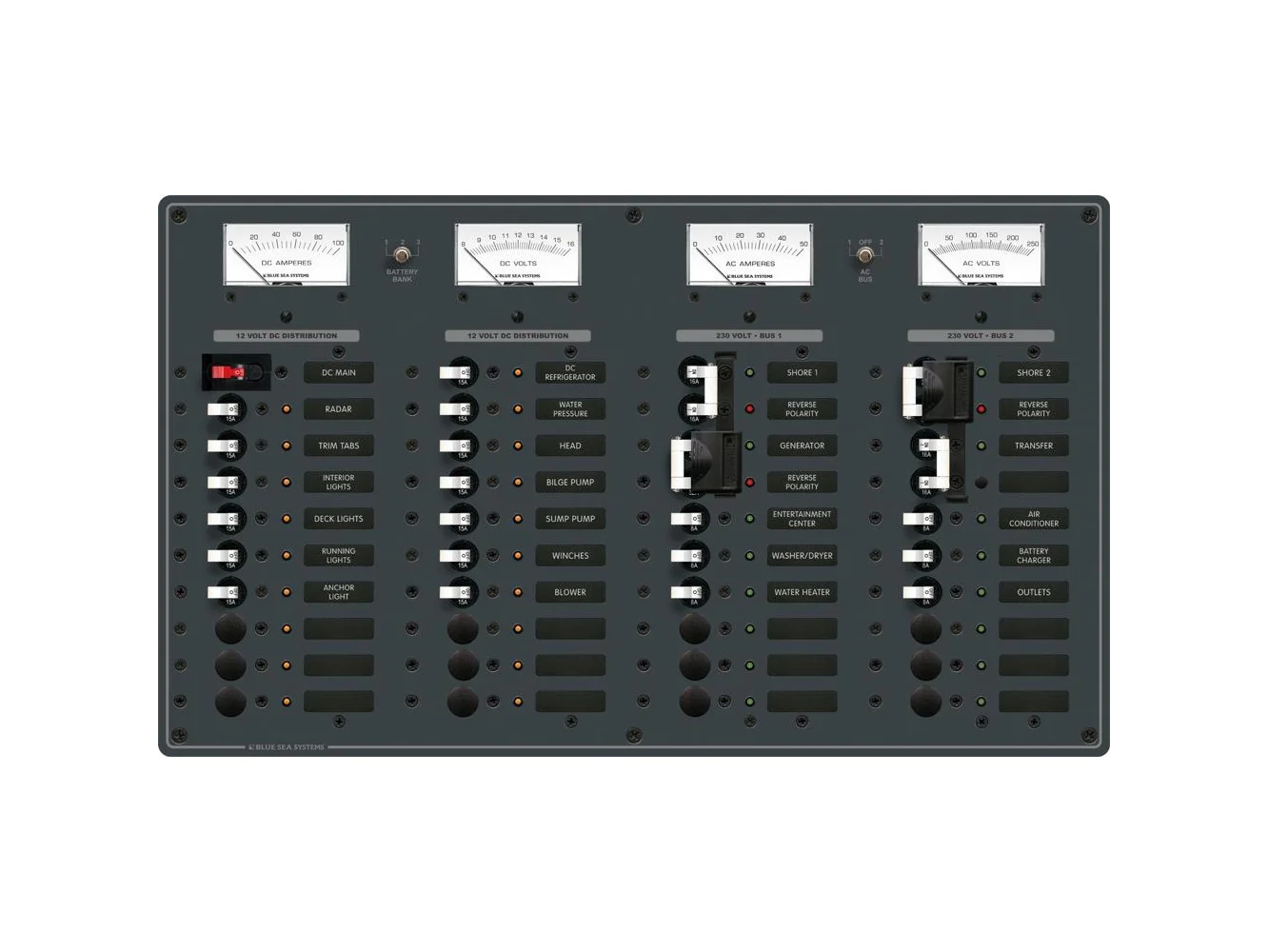Blue Sea 8186 AC 2 Sources + 12 Positions/DC Main + 19 Positions