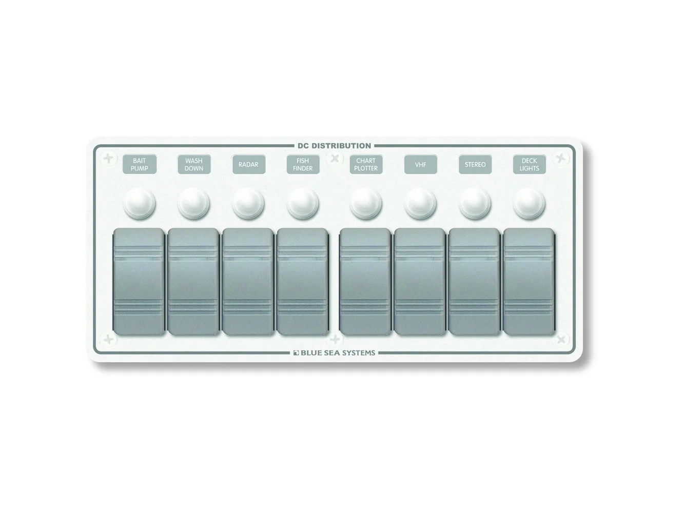 Blue Sea 8271 Water Resistant Panel - 8 Position - White - Horizontal Mount