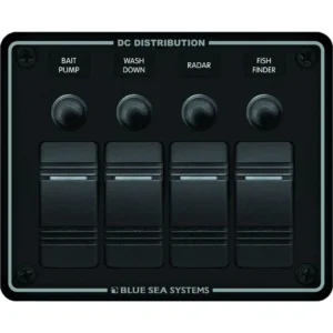 Blue Sea 8372 Water Resistant 4 Position - Black - Horizontal Mount Panel