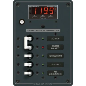 Blue Sea 8505 AC Main + Branch A-Series Toggle Circuit Breaker Panel (230V) - Main + 3 Position