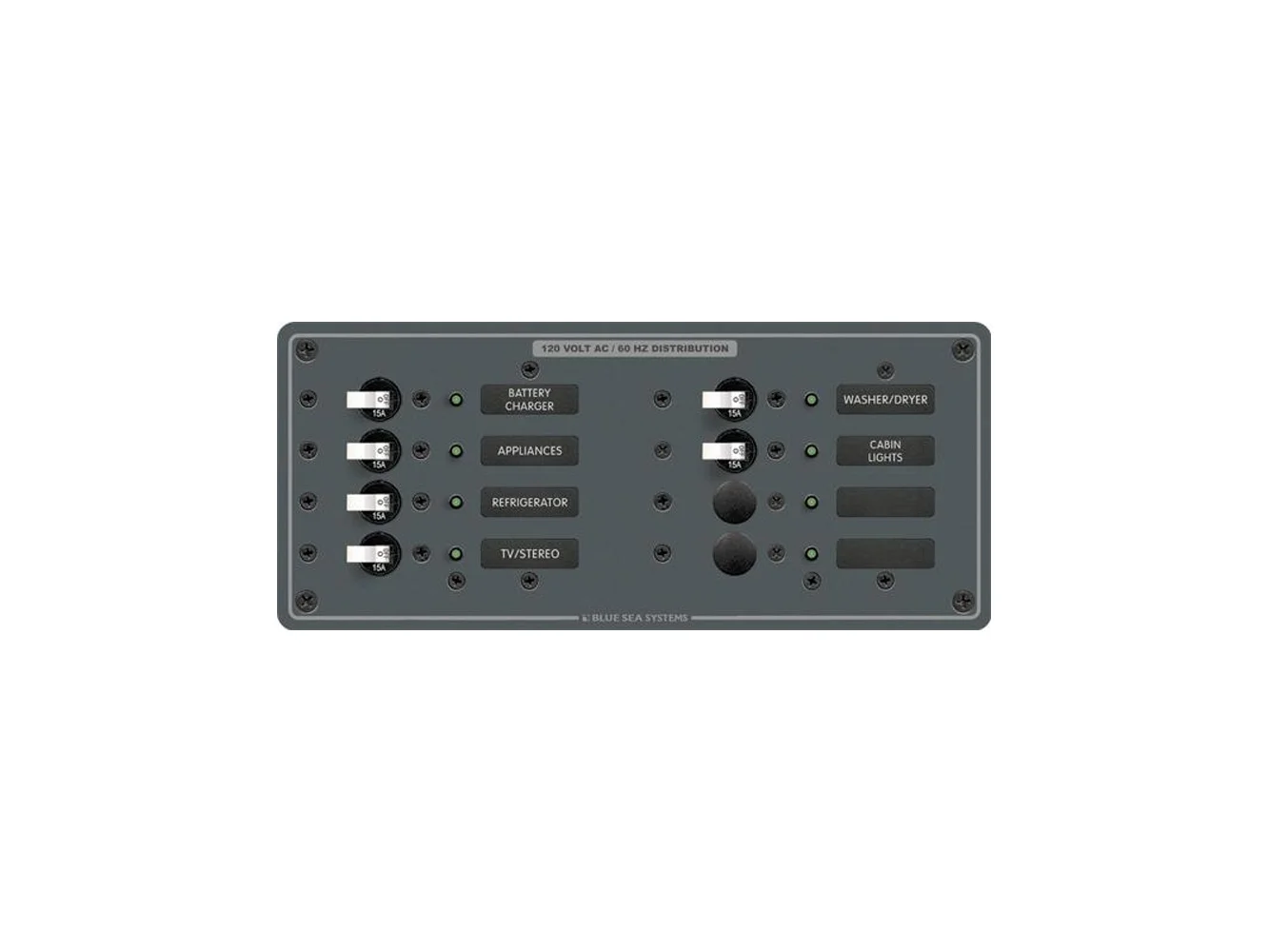Blue Sea 8511 AC 8 Position 230v (European) Breaker Panel (White Switches