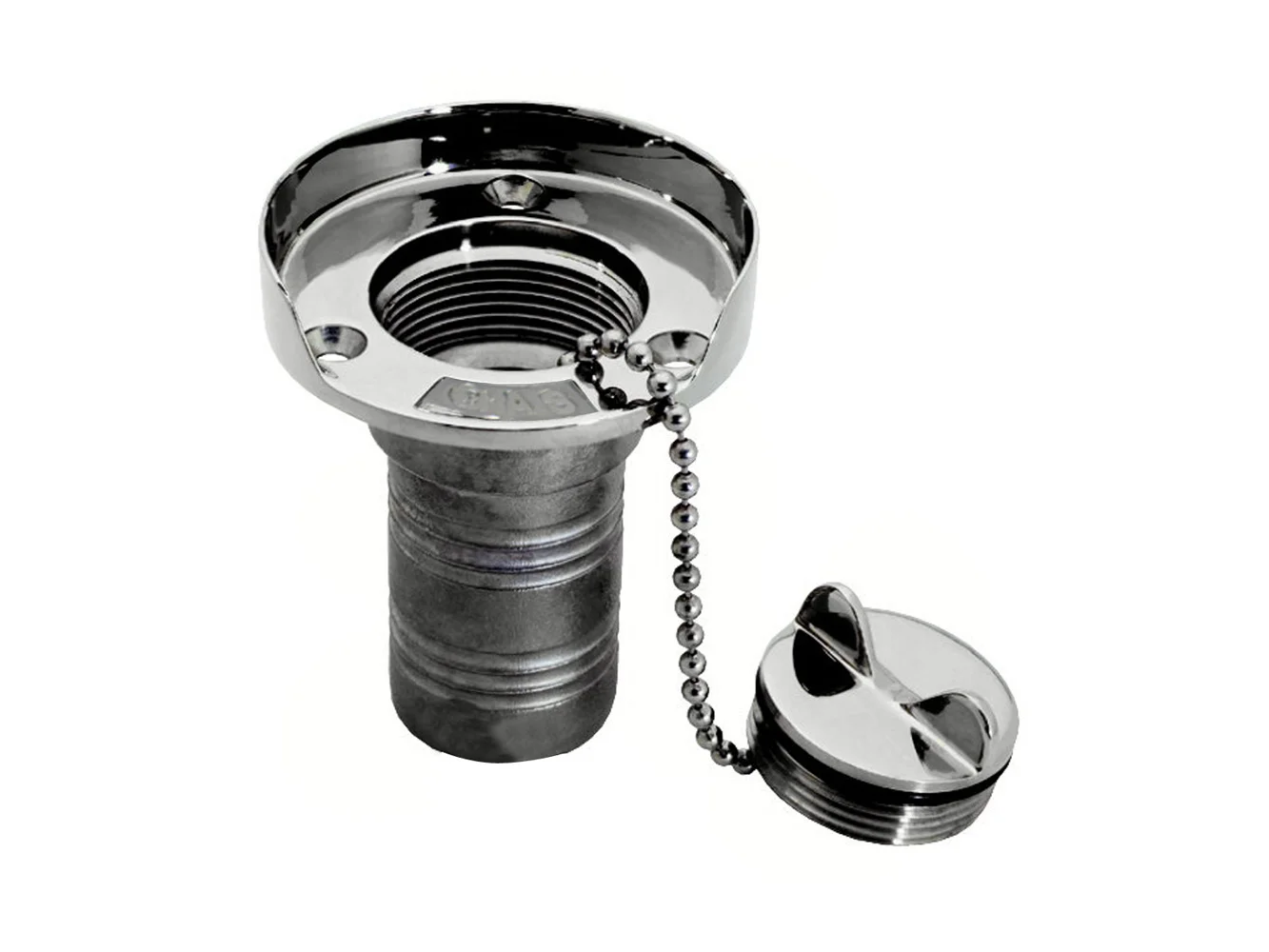 Whitecap Gas Hose Deck Fill w/Splash Guard - 1-1/2" Chain