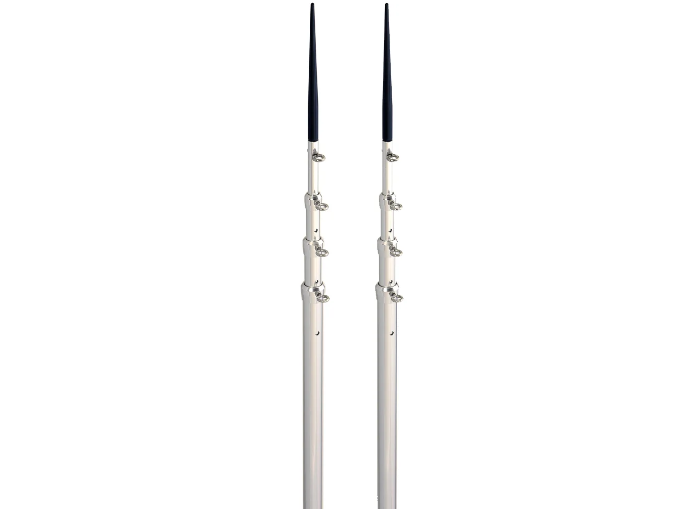 Lee's 16.5' Bright Silver Black Spike Telescopic Poles f/Sidewinder