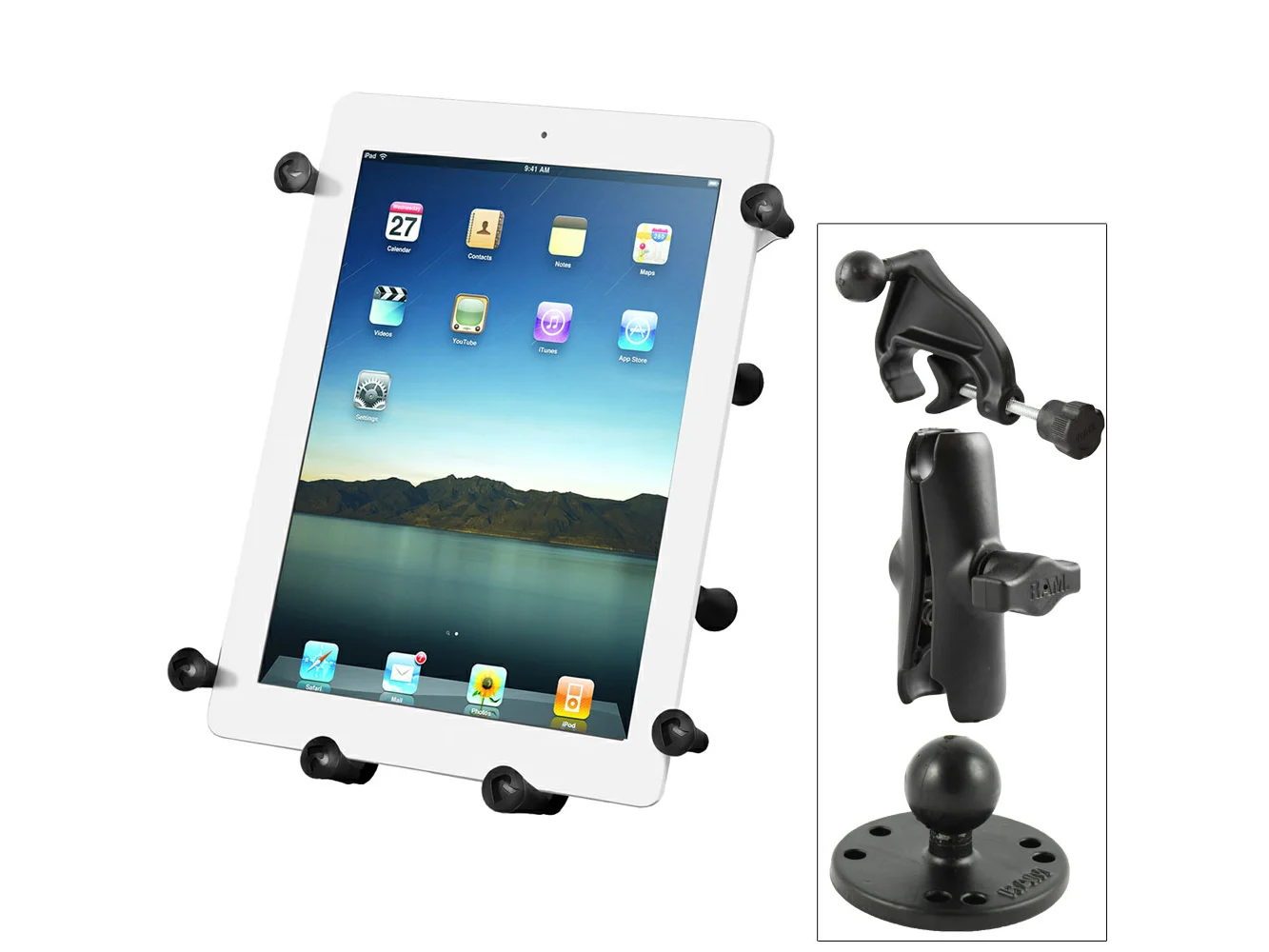 RAM Mount Universal X-Grip III Large Tablet Holder - Fits New iPad - Includes Yoke Mount