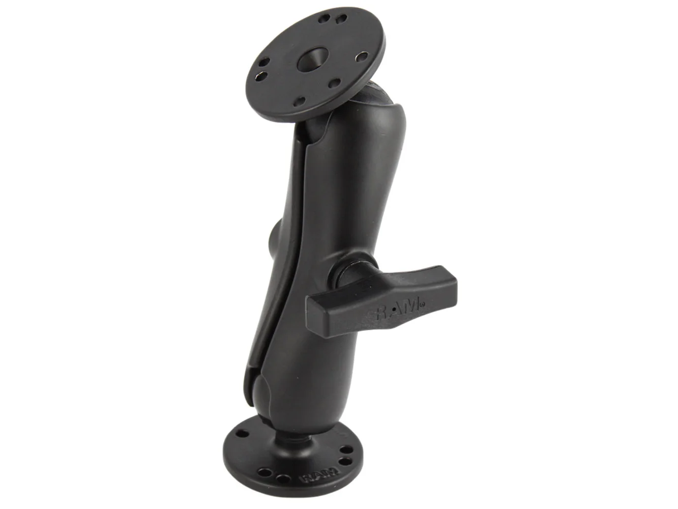 RAM Mount 1.5" Ball Double Socket Arm w/2 2.5" Round Bases - AMPs Pattern