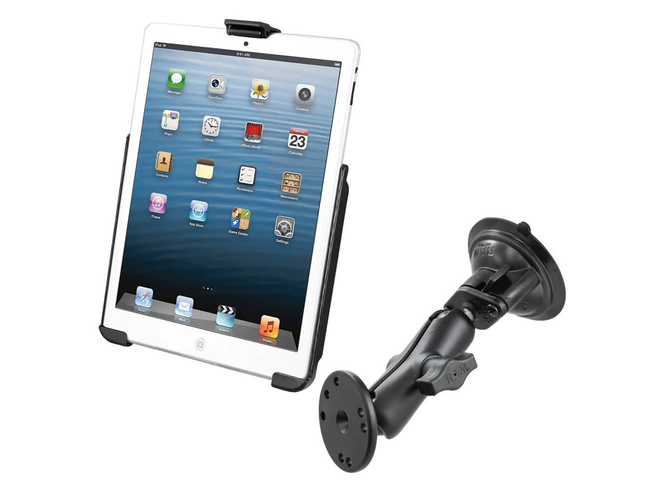 RAM Mount Suction Cup Mount w/Apple iPad mini EZ-ROLL'R Cradle