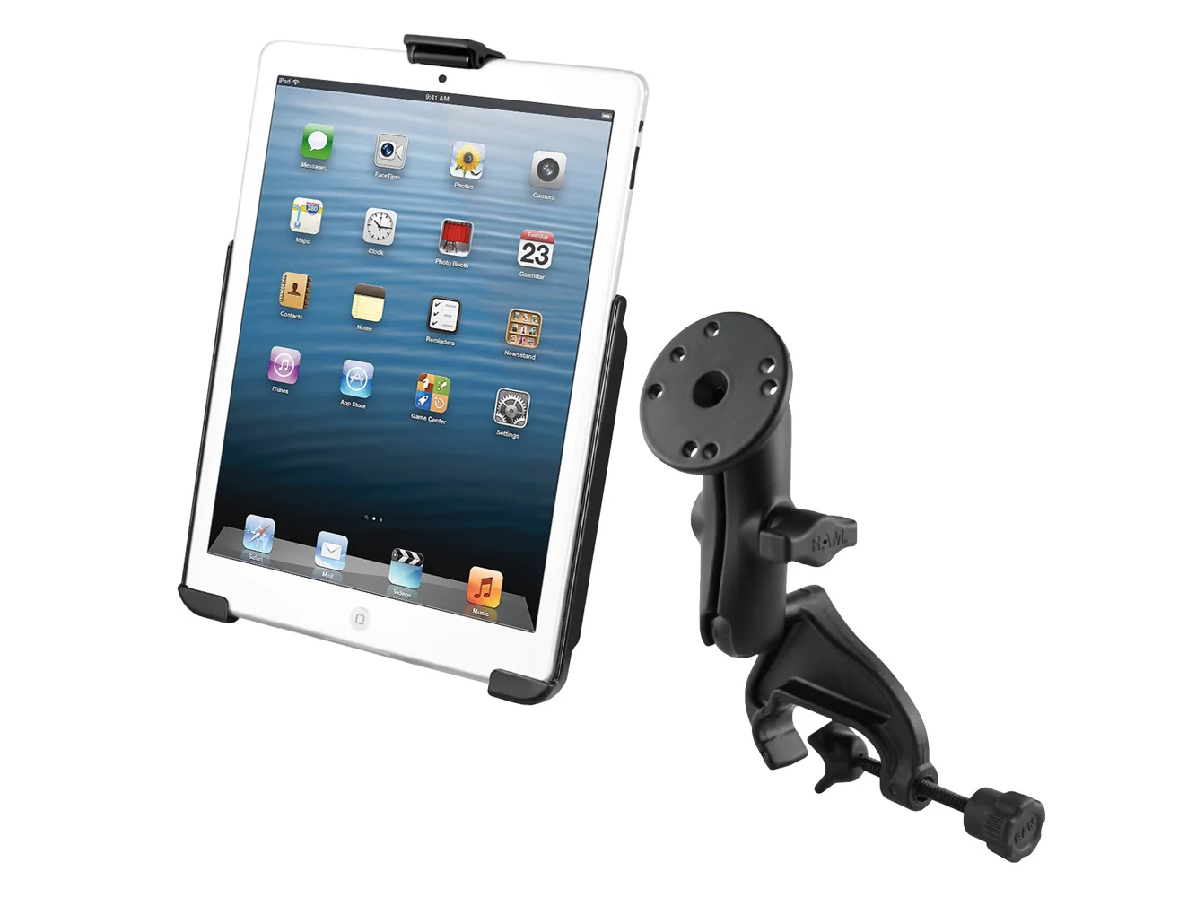 RAM Mount Yoke Clamp Mount w/Apple iPad mini EZ-ROLL'R Cradle