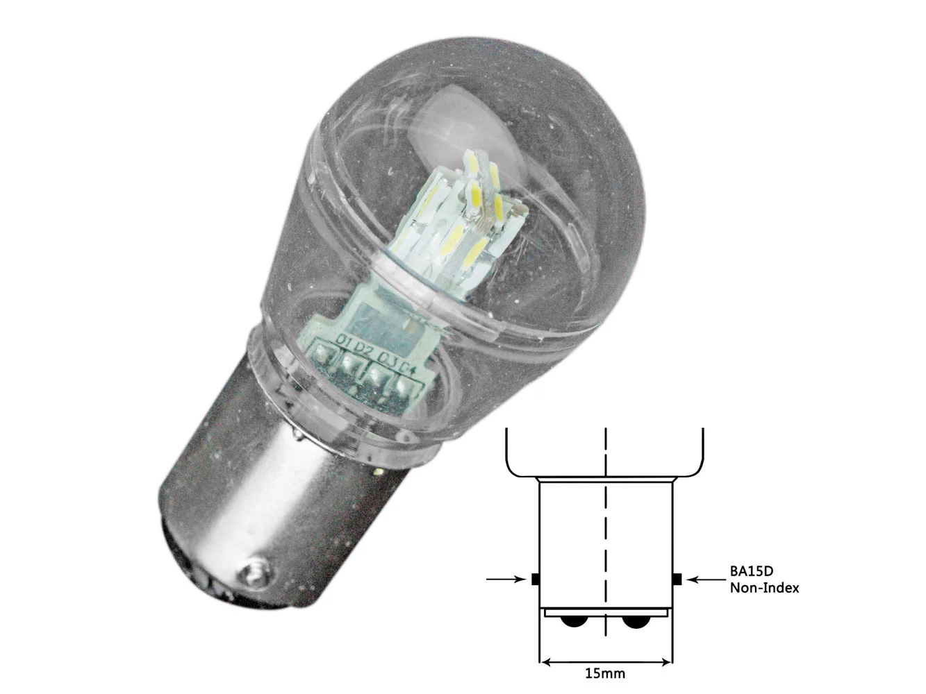 Lunasea Bayonet LED Bulb BA15D - 10-30VDC/1W/75 Lumens - Warm White