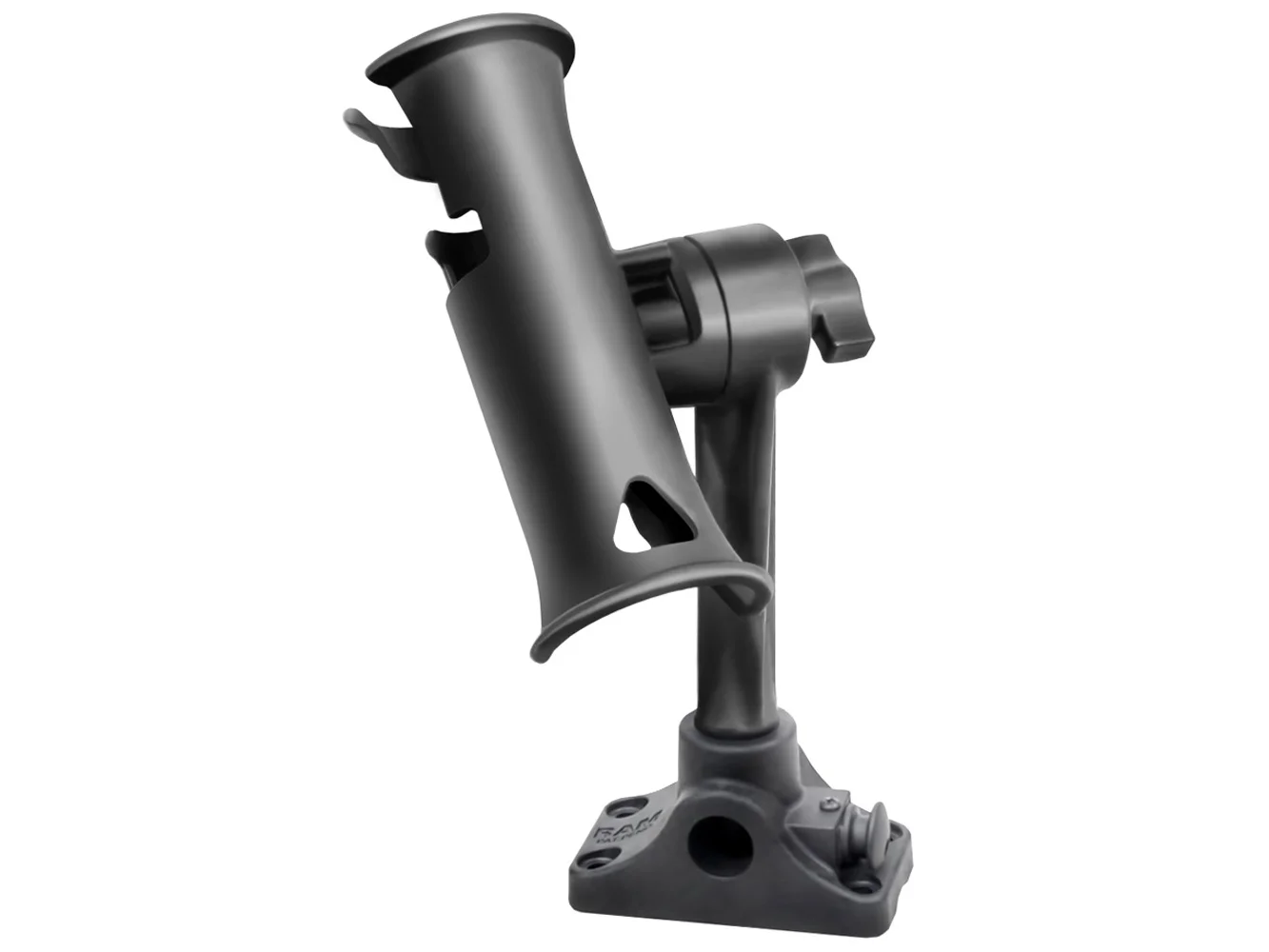 RAM Mount RAM Tube Jr. Fishing Rod Holder, Standard 6" Length Post Spline & Combo Bulkhead/Flat Surface Base w/Plunger