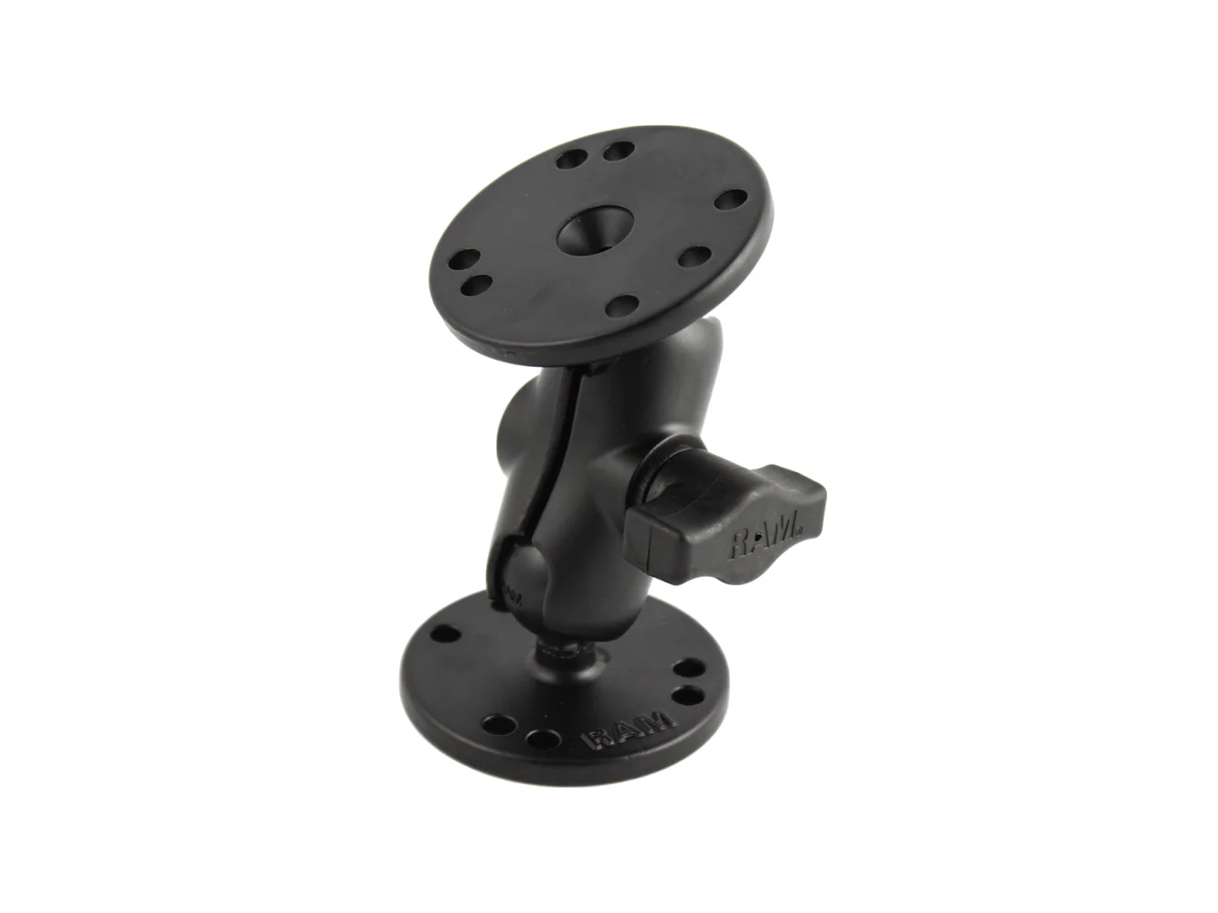 RAM Mount 1" Ball Double Socket Short Arm w/ 2 2.5" Round Bases