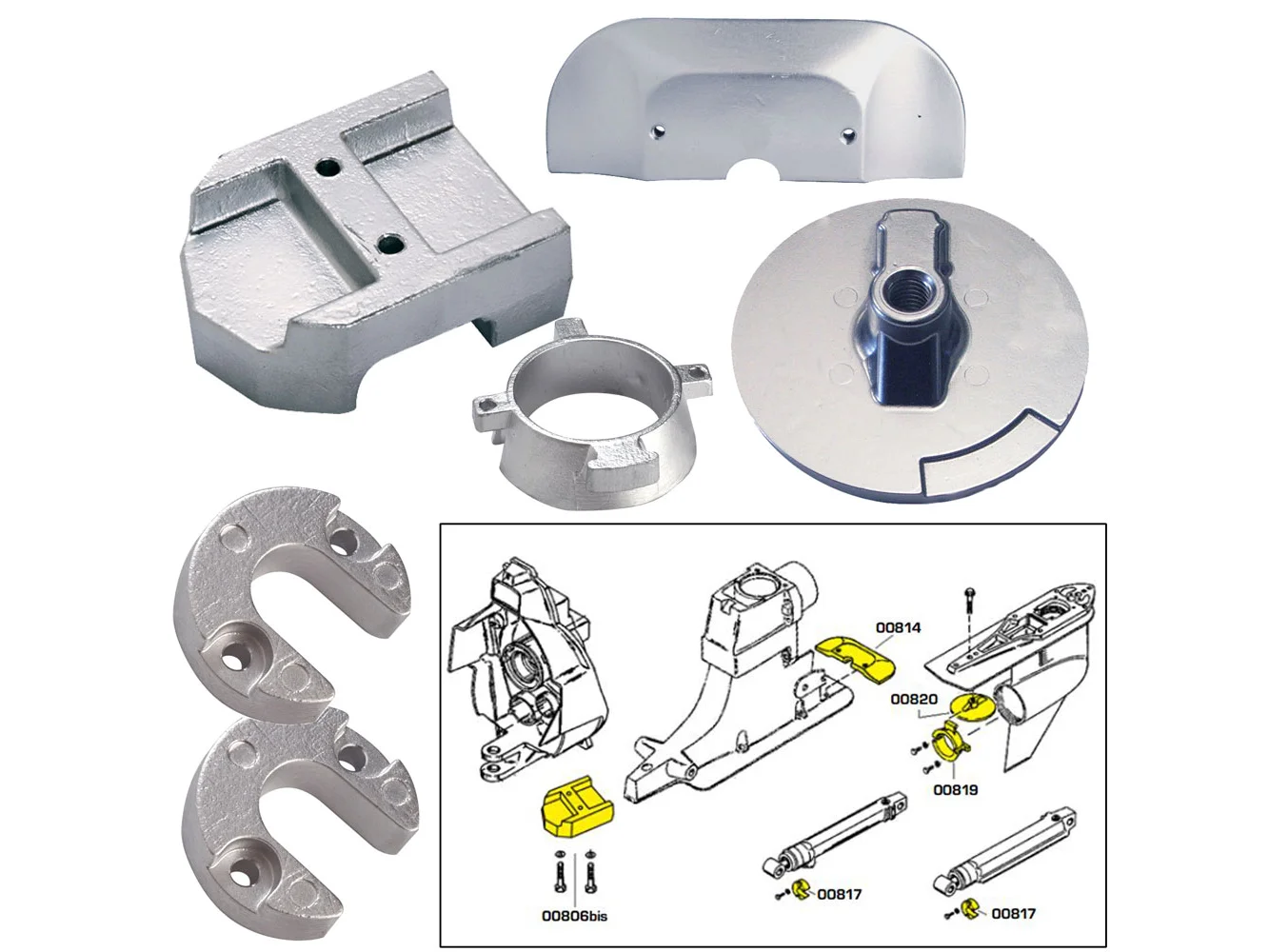 Tecnoseal Anode Kit w/Hardware - Mercury Alpha 1 Gen 2 - Zinc