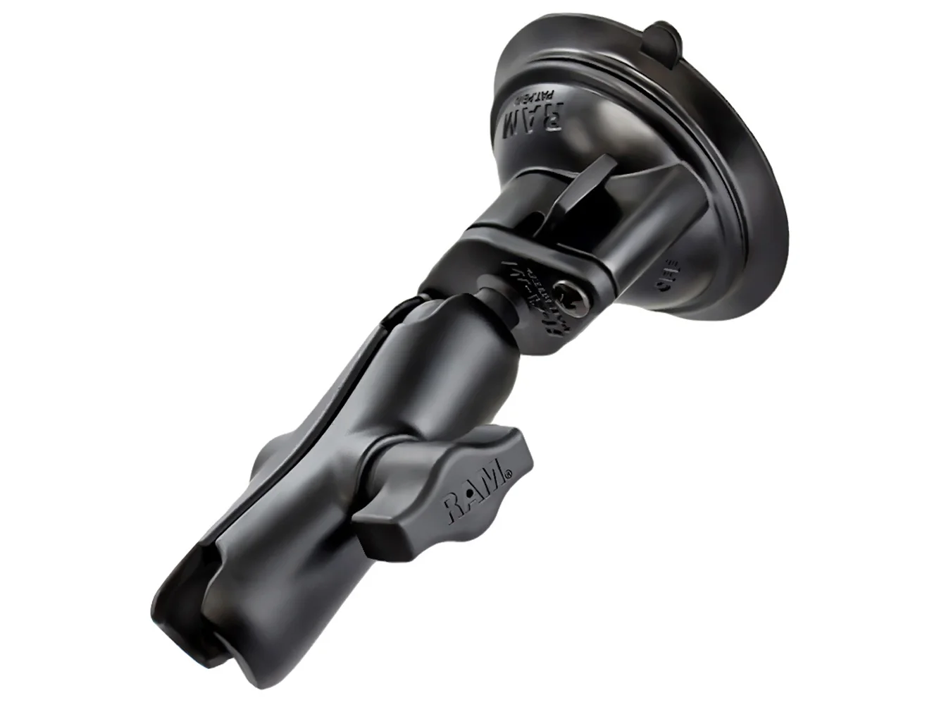 RAM Mount 1" Diameter Ball Standard Length Double Socket Arm w/3.25" Diameter Suction Cup Twist Lock Base